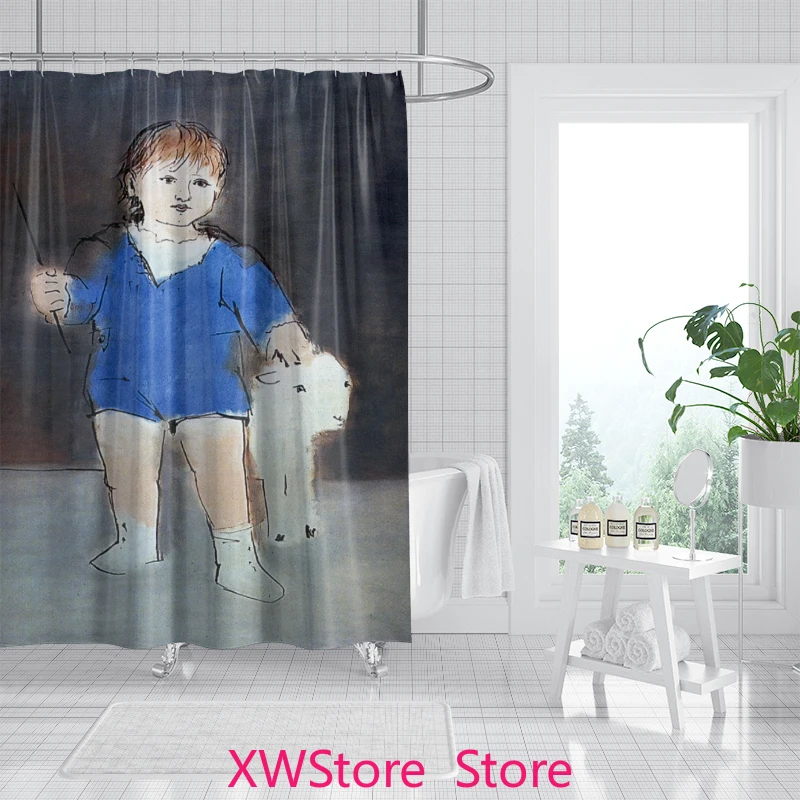 

Character Art Shower Curtain Waterproof Thickened No Punching Easy Installation