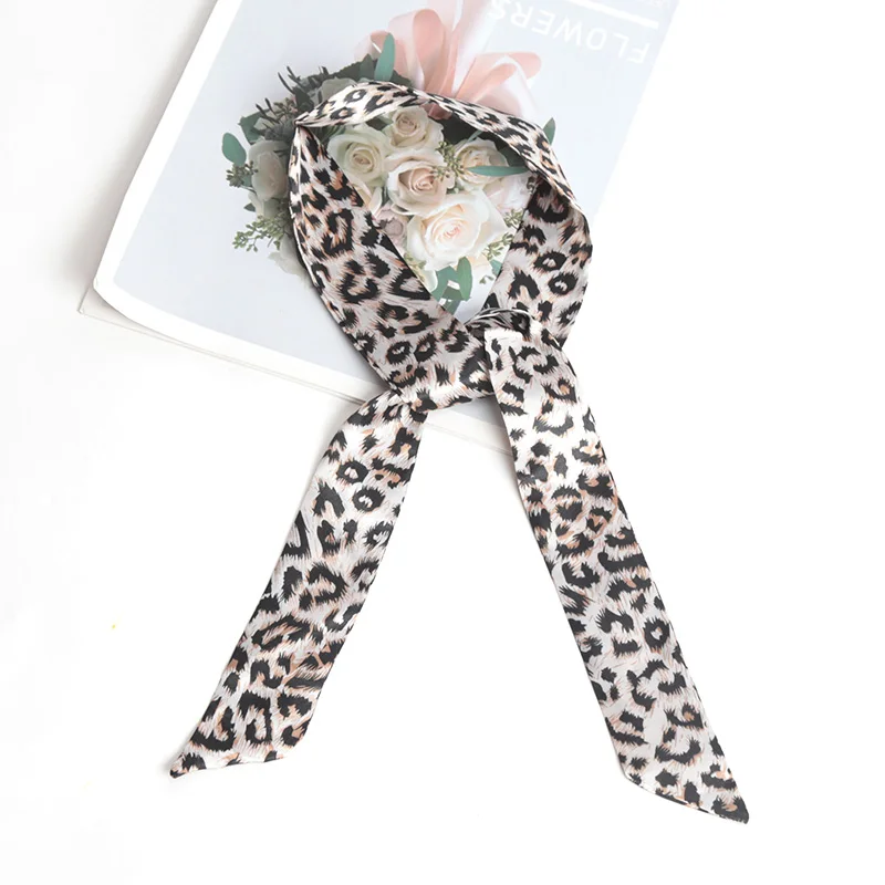 Print Luipaard Twill Bloemen Sjaal Ontwerp Vrouwen Magere Tas Sjaals Haarband Hals Zijden Sjaal 100x4cm Dames Foulard Haar Hoofdband