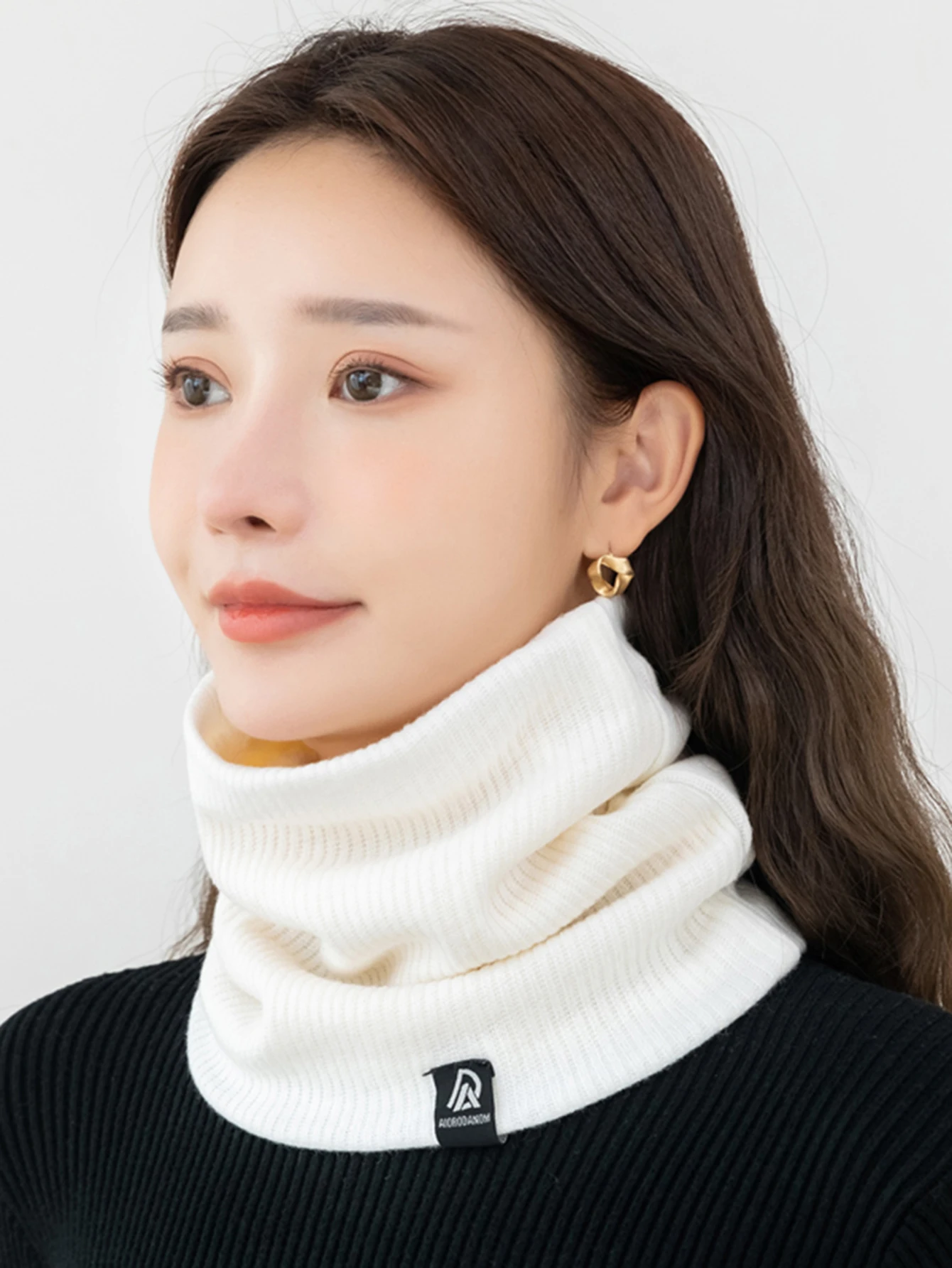 Winter neck with velvet scarf of the same style for men and women warm riding neck wool sleeve knitted cervical protection