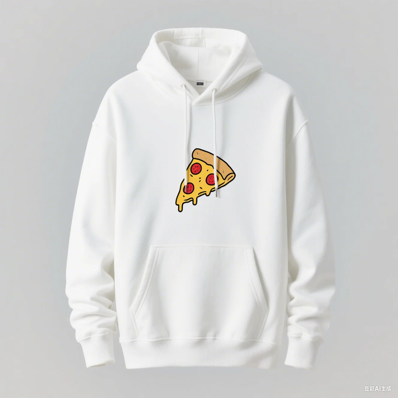 330G heavy-duty sweatshirt met capuchon, pizzaschetsprint, eenvoudige stijl, zachte stof