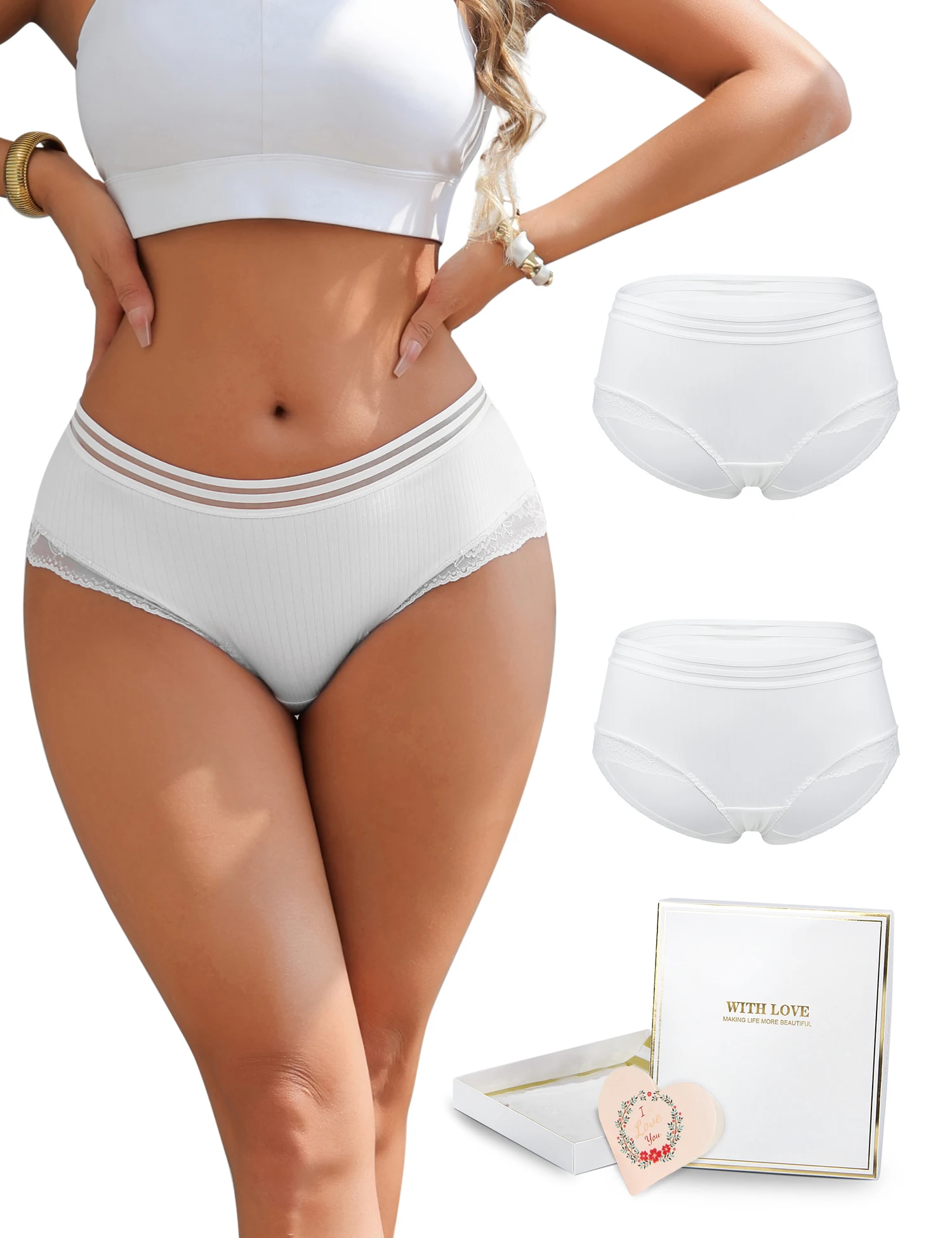 

Sexy Hipster Bikini Panties Ribbed Brief for Women Cheeky Underwear Cotton Crotch Undies Ladies Plus Size XXXL Underwear Panties