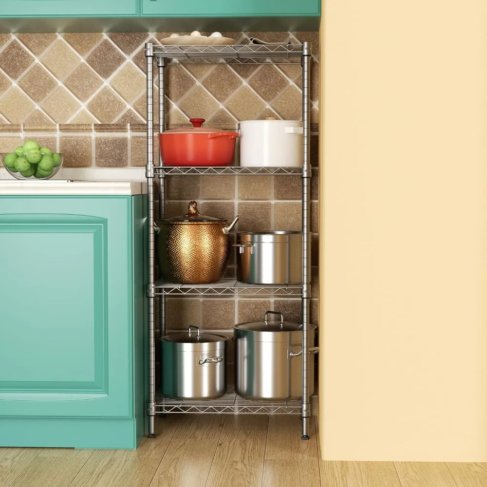 SINGAYE 4 Tier Shelf Adjustable Storage Shelf Wire Shelving,350LBS Load Capacity,Metal Storage Rack for Kitchen Office Home Stor