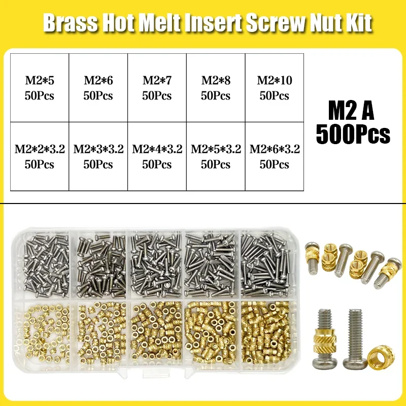 420/500Pcs Stainless Steel Heat Insert Nut TS100 Brass Hot Melt Insert Nuts for Welding Internal Thread Head Bolt Insert view 4