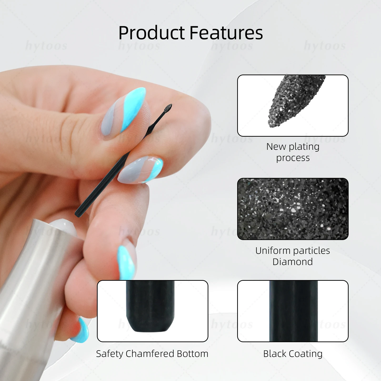 HYTOOS Black Diamond Nail Boren Pro Russische Cuticle Bit voor Nail Drill Dode Huid Cuticle Cleaner Nagels Pre-behandeling gereedschap