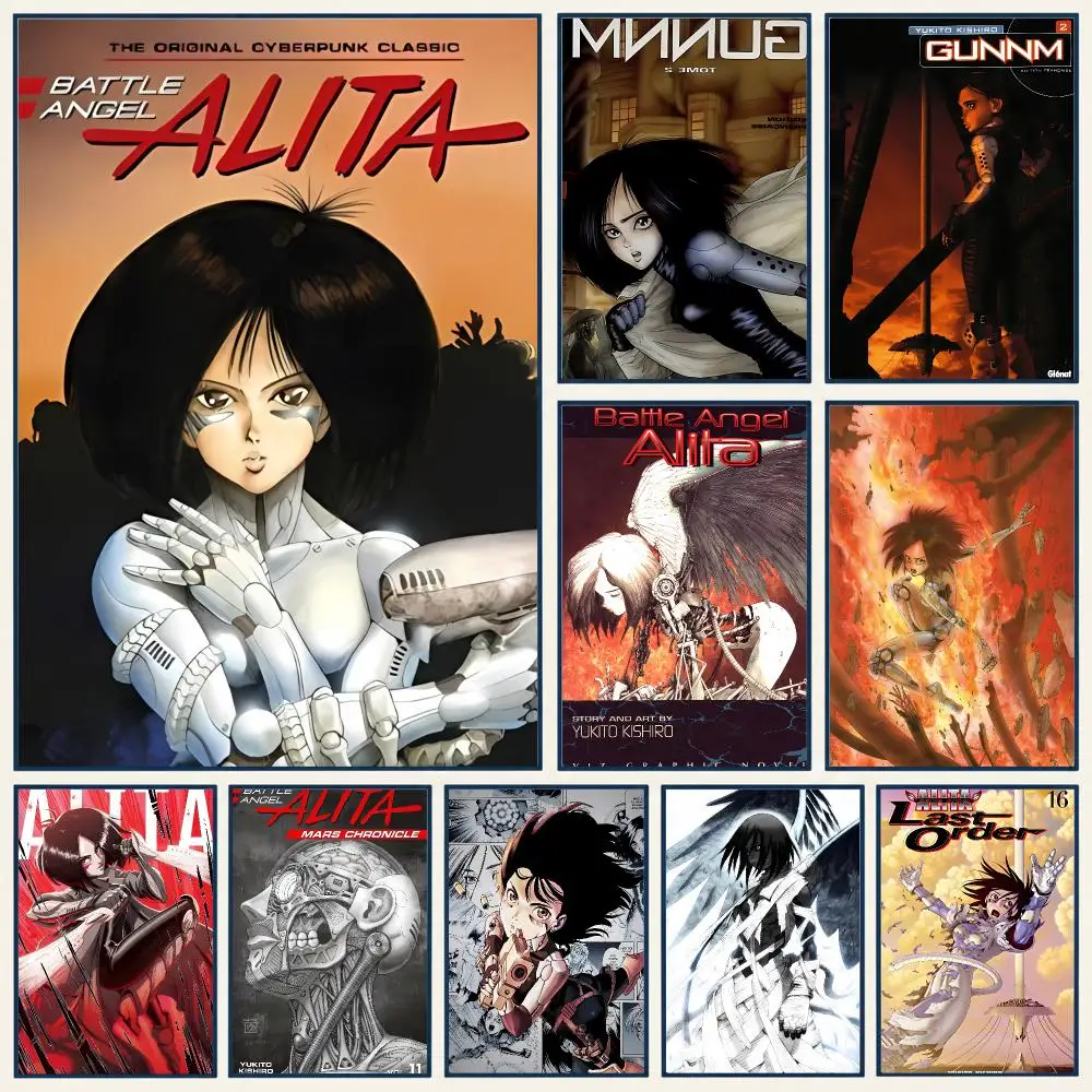 Bold Cyberpunk Anime B-Battle Angel Alita Poster Frameless PP Self Adhesive Aesthetic Room Gift Decor
