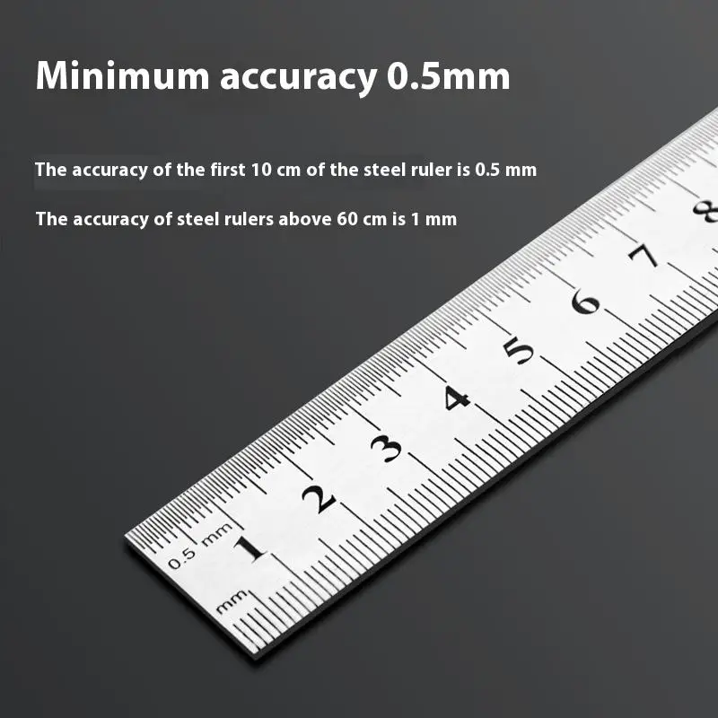 Zero Glare Satin Chrome Stainless Steel Ruler, 15-100CM Length, MM Graduations for Engineers