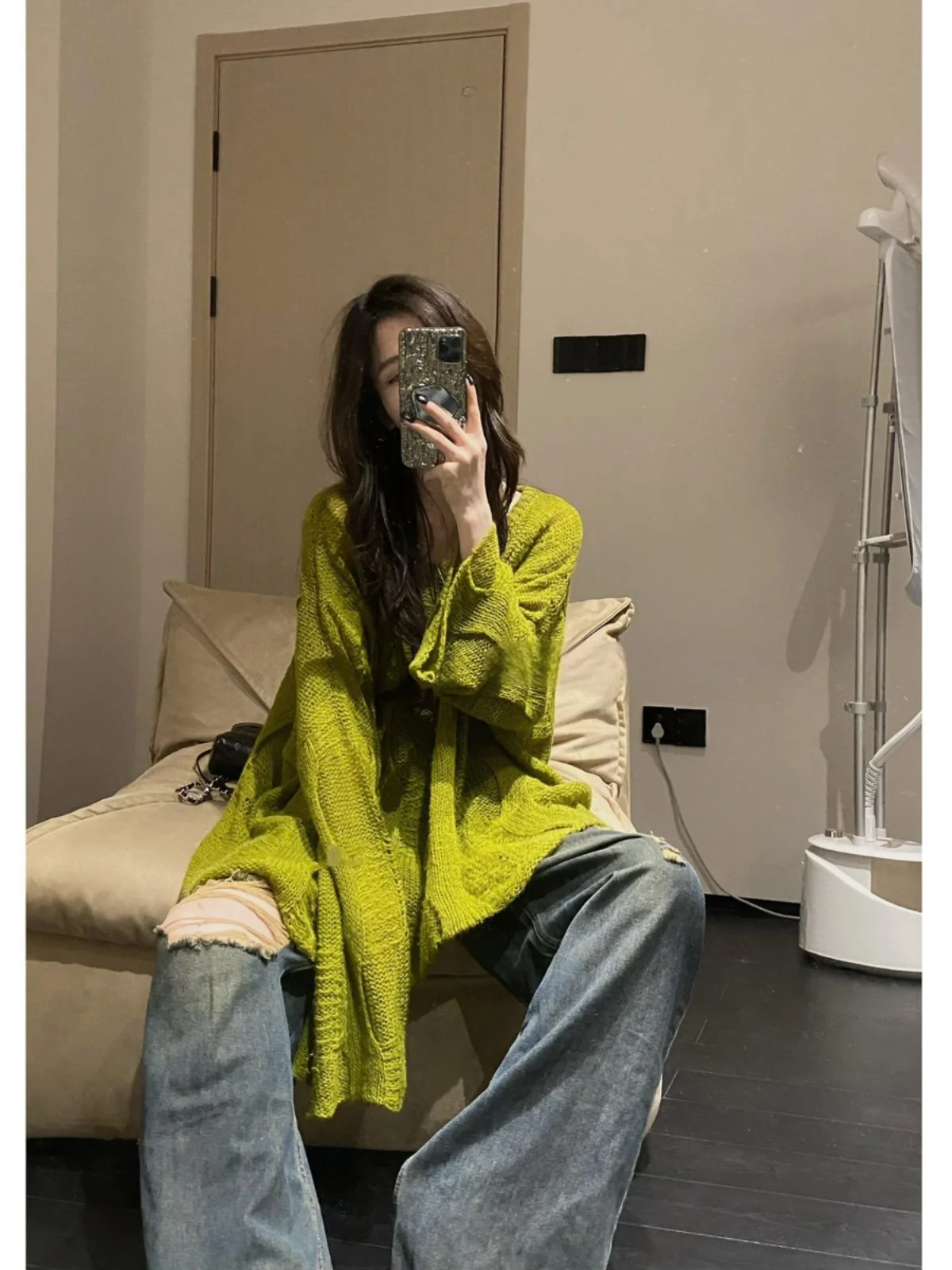 Loose Fit Long Sve een gebreide trui Koreaanse Sle Casual vroege herfst top voor dames plus maat Design Sensation