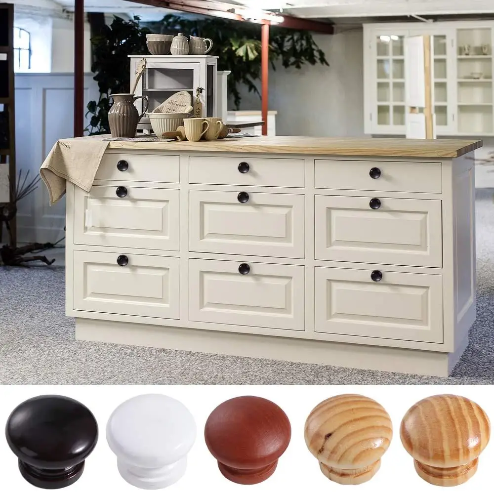 Polished Finish Circular Drawer Handles Easy-Grip Design Rust-Resistant Walnut Wood Cabinet Knobs Wear Resistance Sturdy