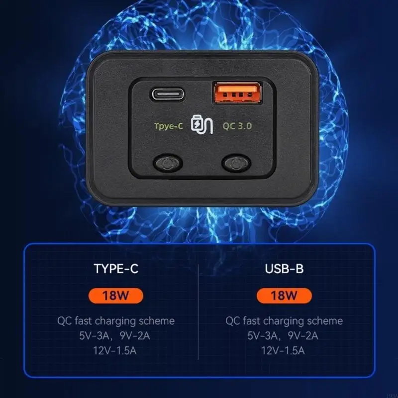 193A USB Type C Car QC3.0 USB Charging for Fast Charging for 12-24V Vehicles