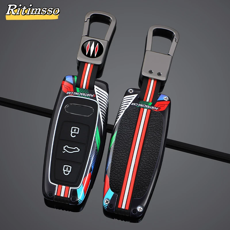 Fashion Zinc Alloy Car Remote Key Case Cover Shell For Audi A6 A7 A8 E-tron Q5 Q8 C8 D5  Protector Fob Car Accessories