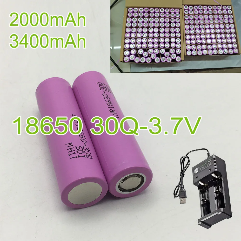 

INR18650 30Q 3.7V With USB Charger 3000mAh Rechargeable Battery , Suitable For Our 18650 Toys, Tools, Flashlight Batteries