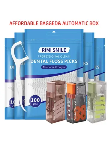 (Affordable) 50/100/300 PCS-RIMI Smile Floss - Comes with Automatic Floss Box - Convenient to Carry When Going Out