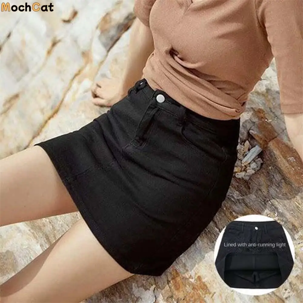 

Includes Shorts Pants High Waist a-line Skirt Wide Leg Basic Denim Shorts Skirt Women Korean Y2K Ins Two Pocket