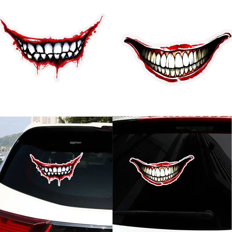 

Halloween Blood Lips Car Stickers Evil Clown Lips Motorcycle Helmet Reflective Stickers Automobiles Exterior Accessories