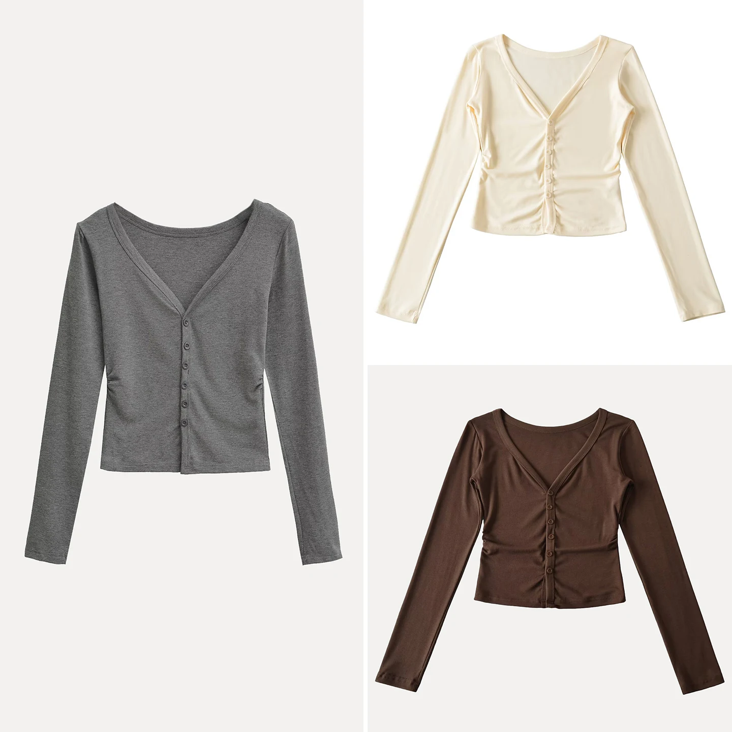 

Slim Fit V-Ne Pure Desire Base irt Women's Faion Versatile Daily Simple Design Long Sve Knitted Top for Autumn