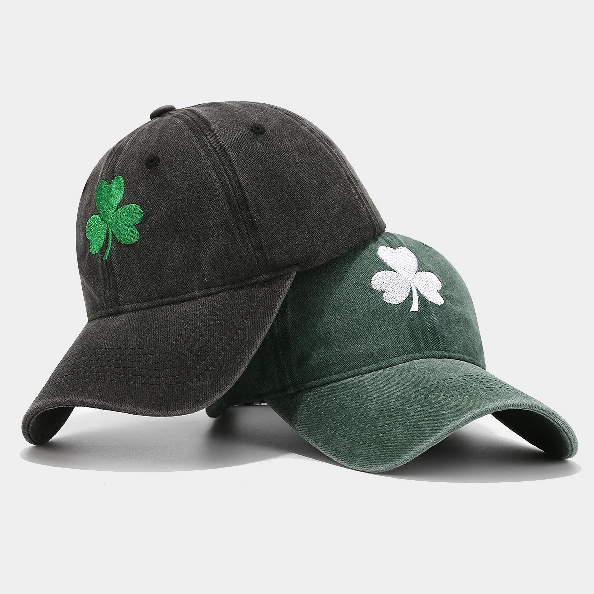 Irische grüne Baseballmütze, Paar, Retro-Klee, bestickt, Sonnenschutzhut, für Männer und Frauen, trendige personalisierte Entenschnabelmütze – Detail 4