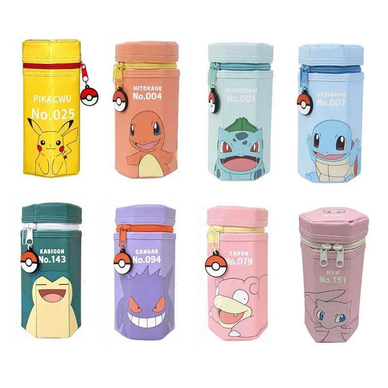 4pcs/lot Kawaii Pokemon Pencil Case Creative PU Leather Pencil Box Stationery Pen Holder Stationery School Supplies