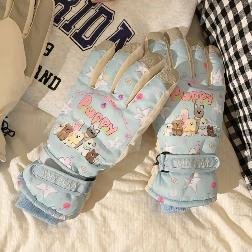 

Fashion Cartoon Ski Gloves Bear Cute Outdoor Mittens Outdoor Sports Windproof Cycling Sports Gloves Winter
