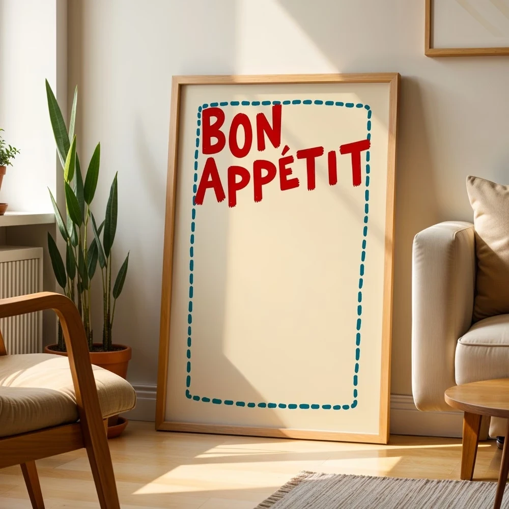 Modern French Bon Appetit Quote Wall Art Print Canvas Painting Poster Picture For Living Room,Bedroom,Kitchen Home Decor