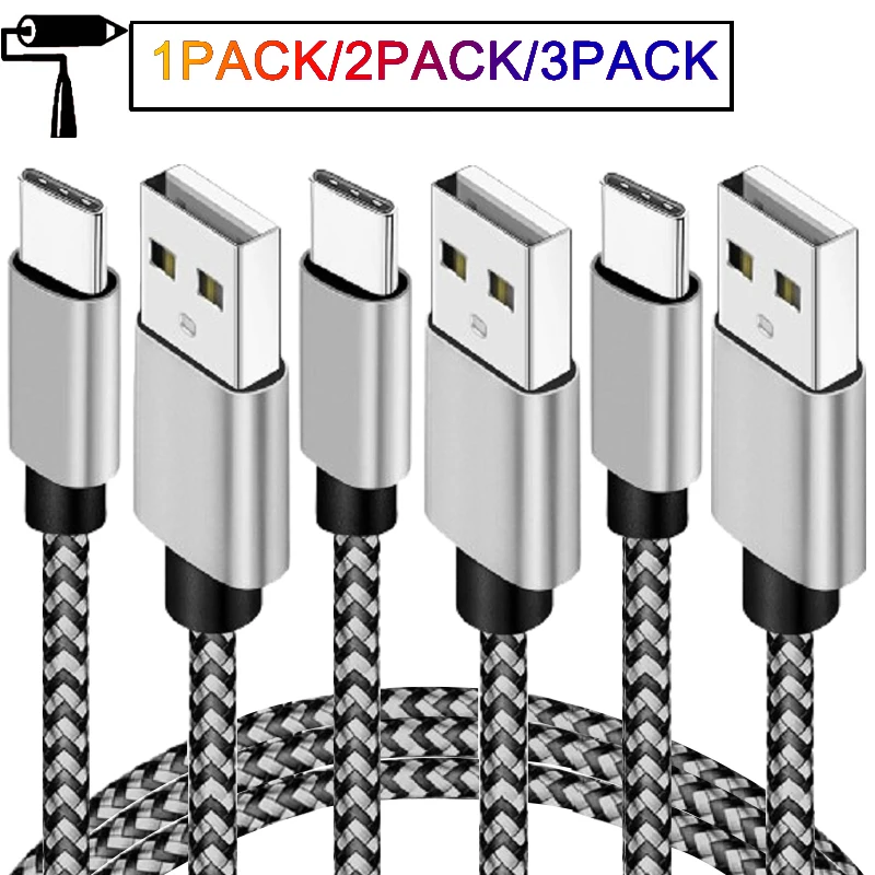 USB A To Type C Cable Date Syuc Fast Charging Nylon Data Mobile Cord For Huawei Samsung Xiaomi USB C Phone Charger Accessories