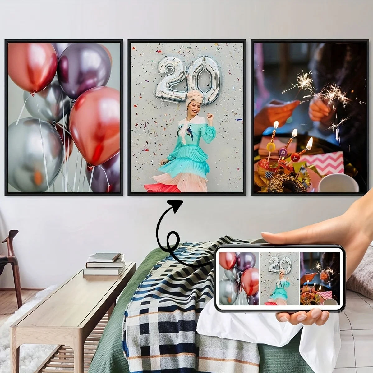 3 Stück/Set individueller Leinwanddruck, personalisiertes Foto, geeignet für Familienleben, Haustiere, Landschaft, Paar, Hochzeiten, Heimdekoration, Poster, Geschenke