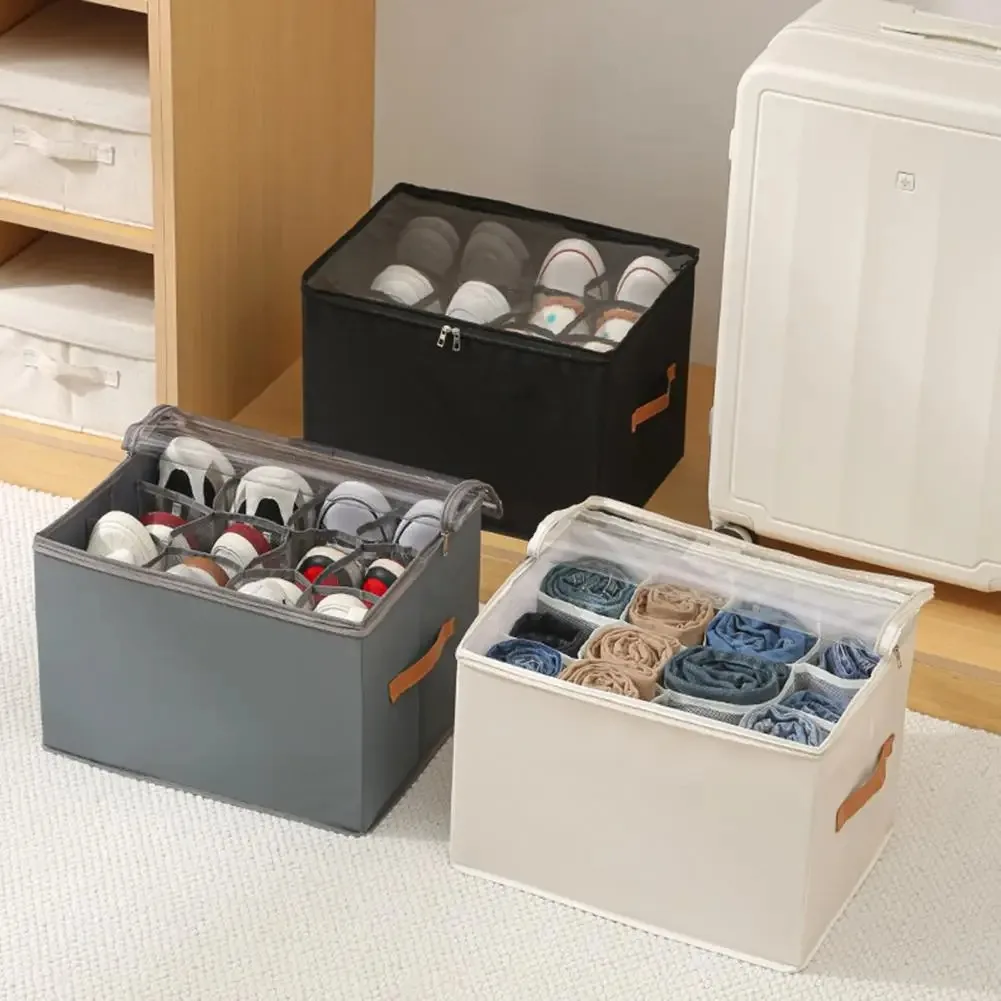 

Closet Shoe Storage Solution Capacity Shoe Storage Box with Transparent Cover Zipper Closure Closet Organizer with for Shoes