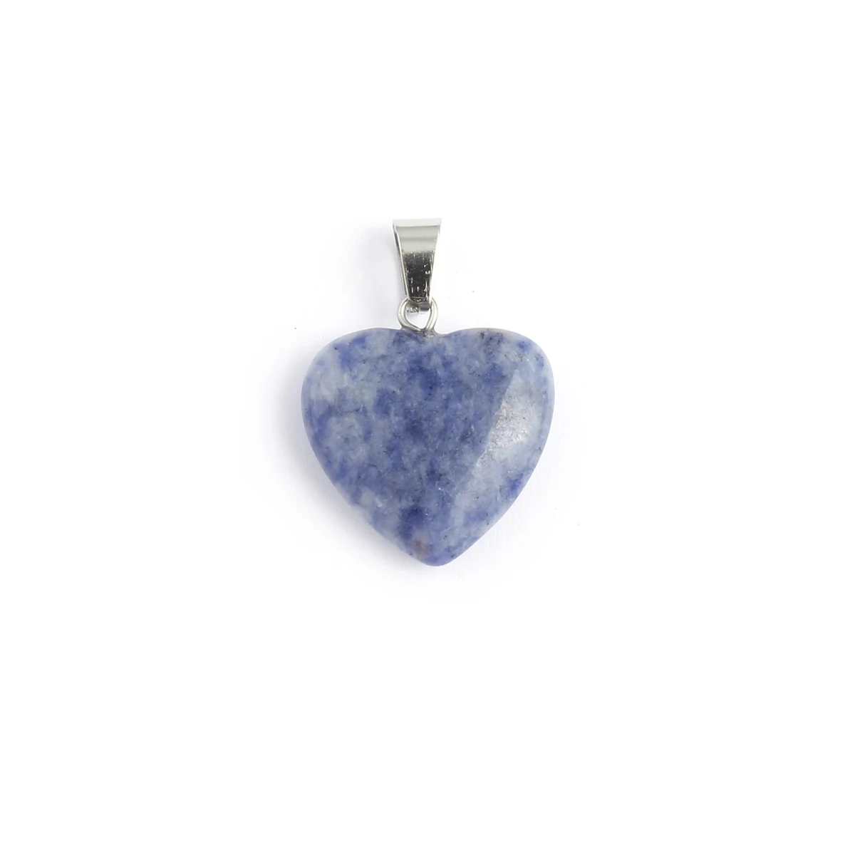 20mm Heart Shape Natural Sodalite Charms Silver Color Bail Pendants 5Pcs Set for DIY Necklace Bracelet Jewelry Making Supplies