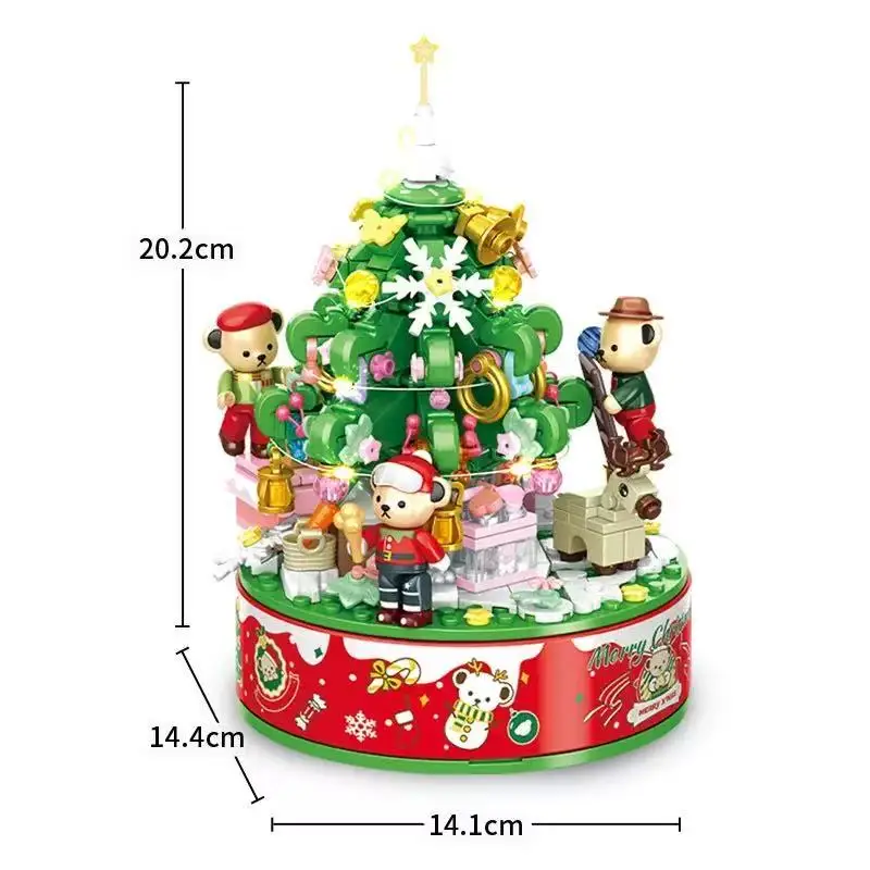 

Christmas tree music box decorations, simulated tree building blocks toys models, Christmas gifts for children and adults.