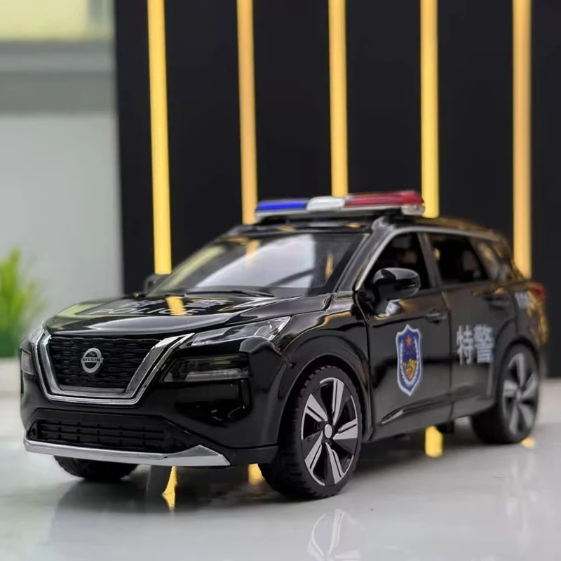 1:32 Nissan X-TRAIL Modele Zabawki Samochody policyjne Stop 6 drzwi Otwarte miniaturowe pojazdy Koło Pociągnij samochód Zabawka Prezenty na Dzień Dziecka