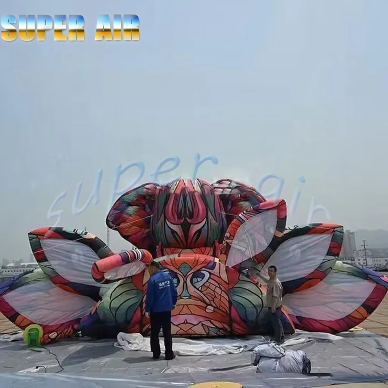 カスタマイズ可能な美しいデザインの屋外象スタイルの巨大なインフレータブルステージテント、ステージパーティー用のクロールド描画付き