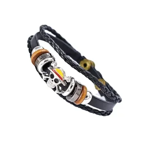 قطعة واحدة أنيمي بو سوار جلدي لوفي تأثيري الدعائم ، قبعة القش ، مجوهرات القراصنة ، هدايا عيد ميلاد خمر أعلى 8 بيع بلوزة من 60s - رقم 6