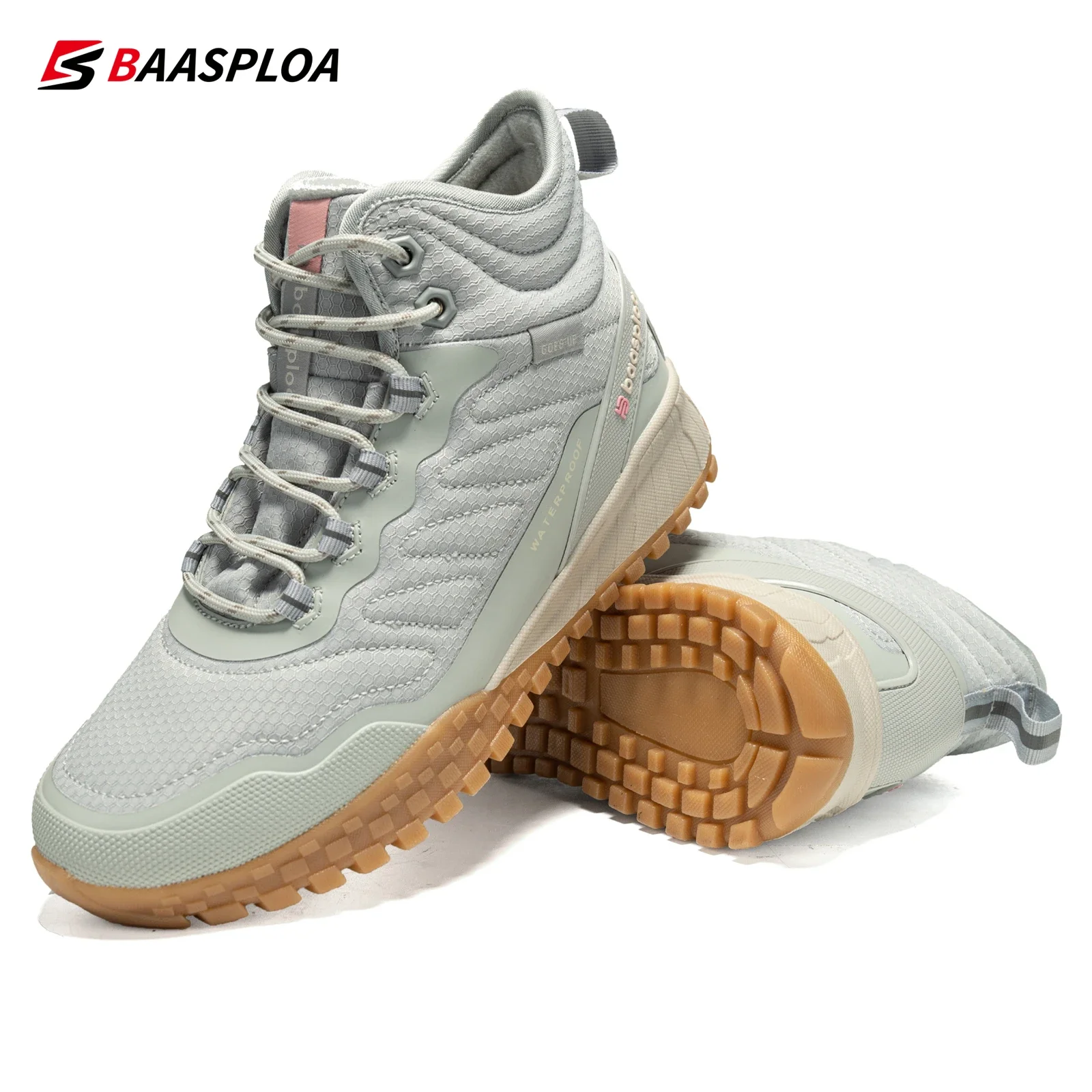 Baasploa Women Snow Boots New Winter Outdoor Plush Warm Waterproof Sneakers Female Casual Non-Slip Lace up Walking Shoes ﻿