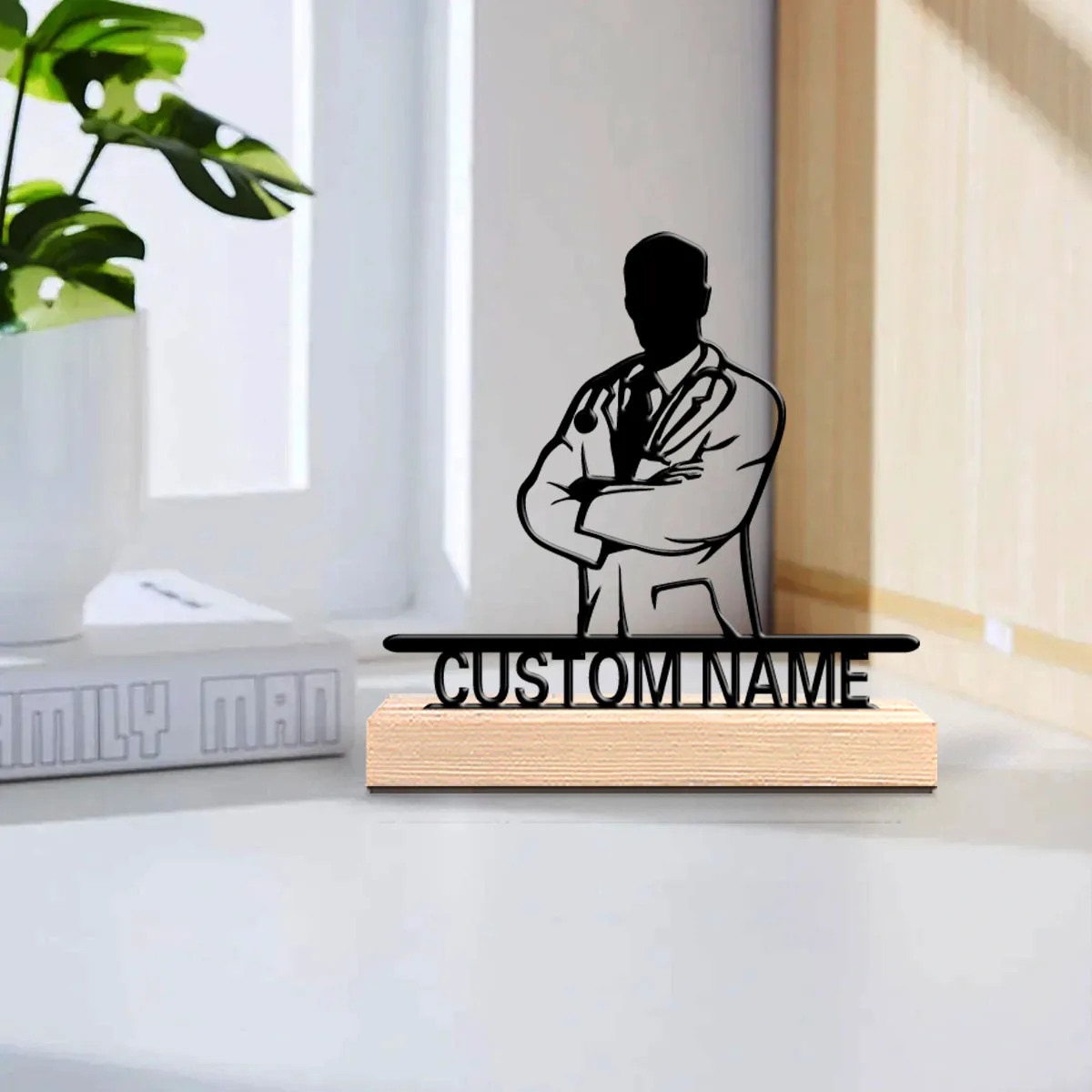 1 Iron Personalized Name Doctor Keepsake Decor - Customized Medical Worker Gift, Decorative Art Iron Decor, Desktop Office Decor