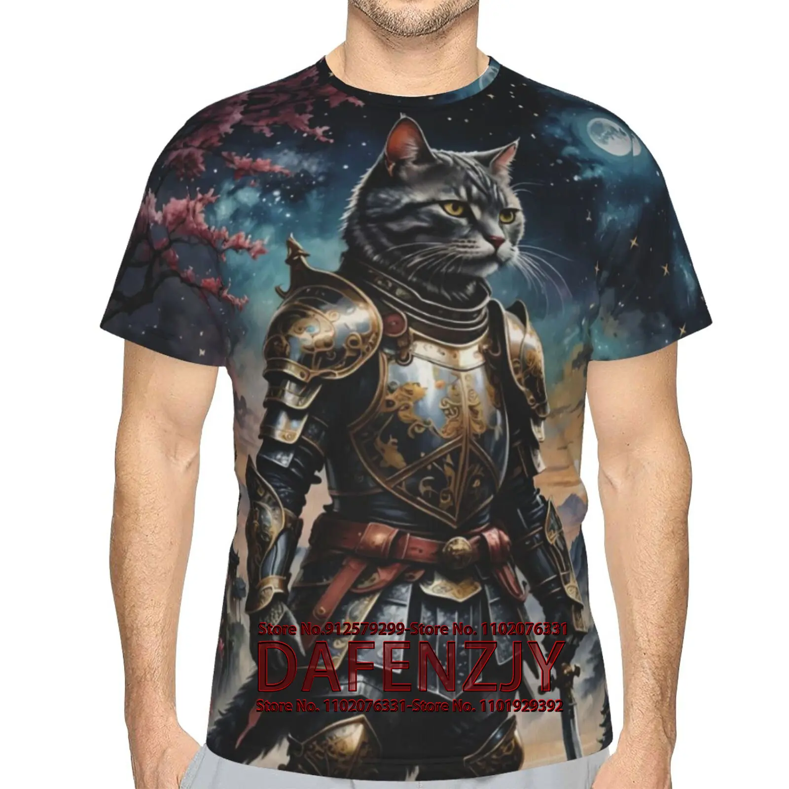 Mens 3D Novelty Graphic Trippy T-Shirt Psychedelic Cat Funny Tees