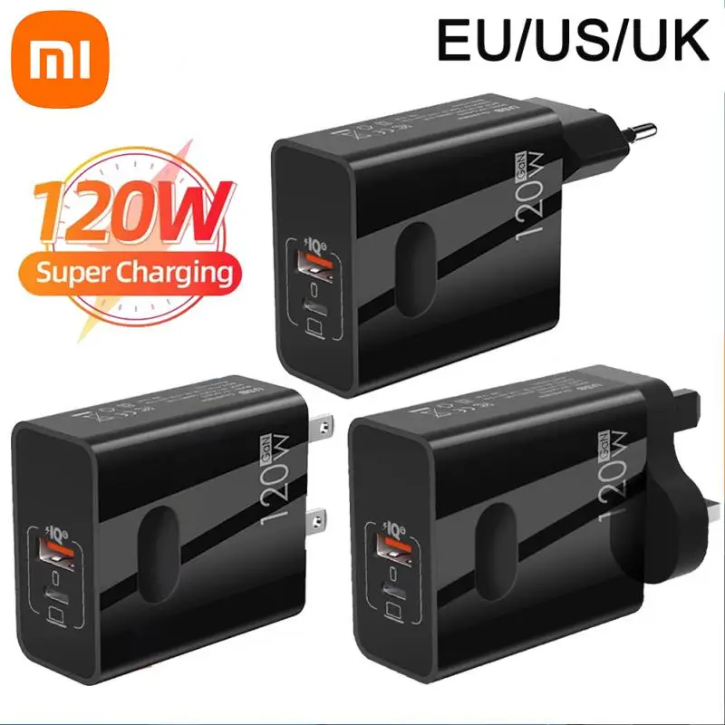 Xiaomi 120W Fast Charger USB Type C PD Cable Fast Charging Quick Charge 3.0 Adapter For iPhone Samsung Oneplus Pixel Cellphones