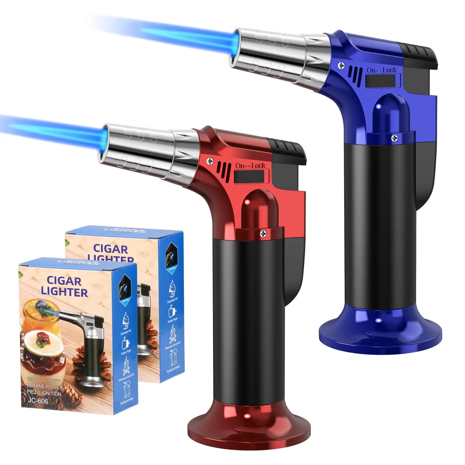 Butane Gas Lighter Refillable Adjustable Flame Lighter Chef Cooking Torch Outdoor Windproof BBQ Ignition Picnic Survival Tool