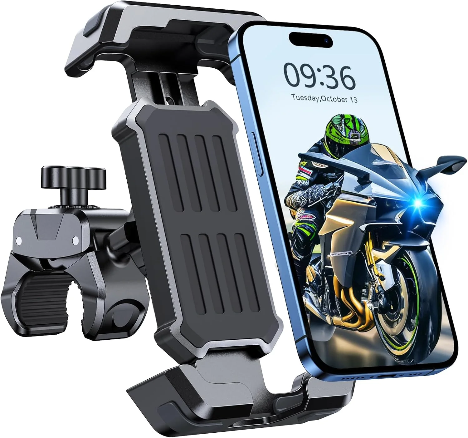 JOCEEY Porta telefono moto C10, supporto per morsetto per carichi pesanti per bici, moto, scooter, porta cellulare moto, supporto telefono moto e porta cellulare bici – Adatto ai telefoni Secur da