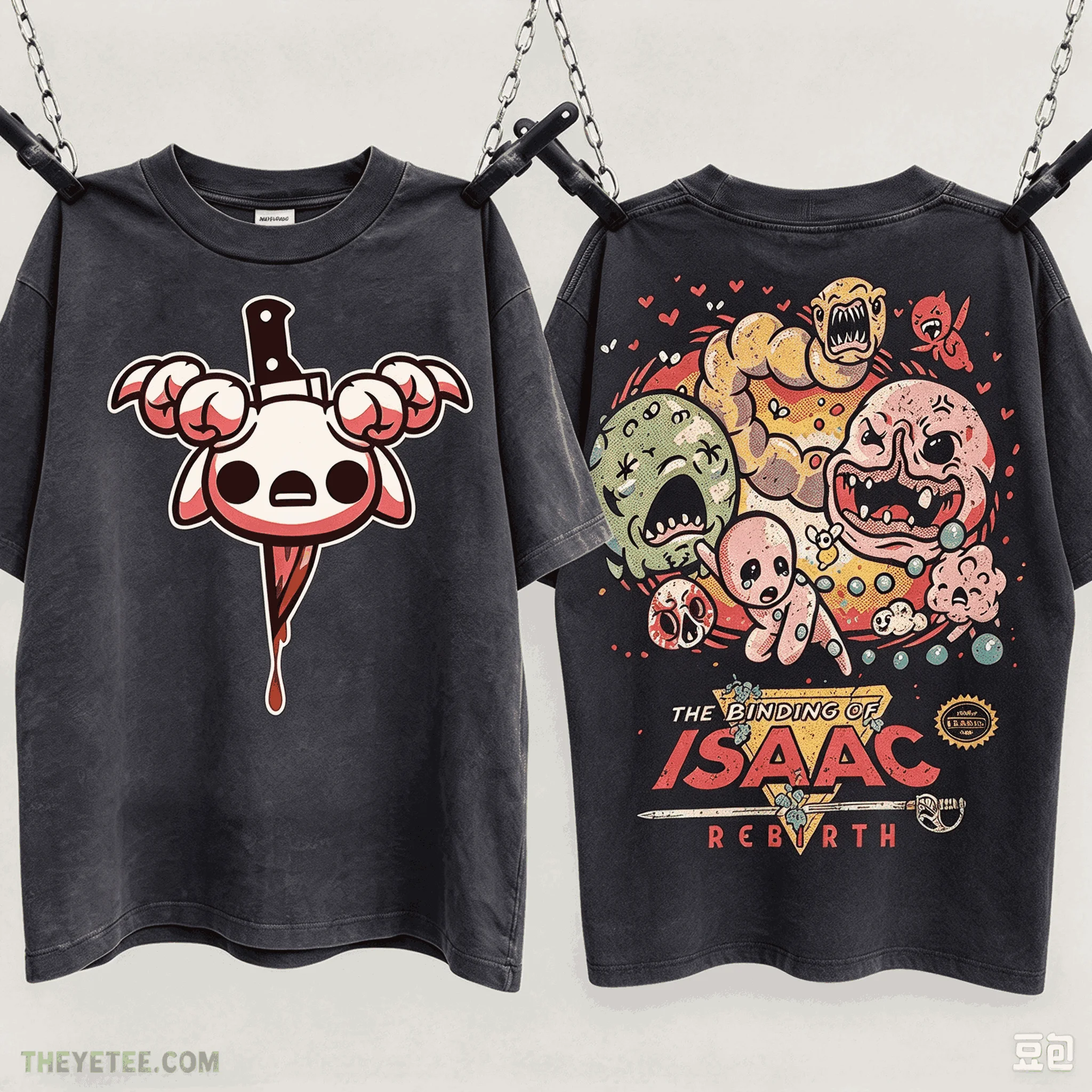 The Binding of Isaac Indie Oversized Unisex Washed Vintage Loose Cotton T-shirt Fashion Hip Hop Street T Shirt Casual Loose soft