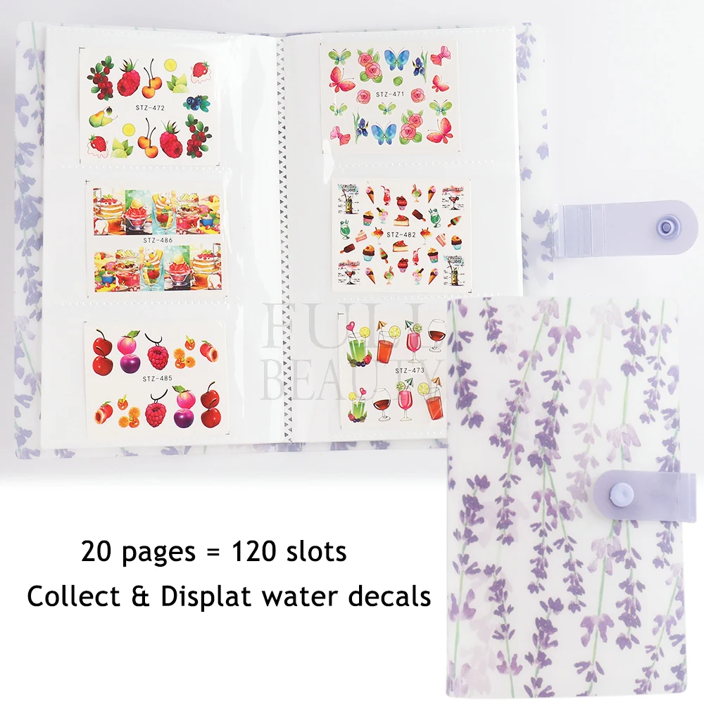 120 Slots Nail Sticker Album Empty Storage Book Acrylic Organizer For Collecting Stickers Decals Showing Shelf Display GLTZB7-17