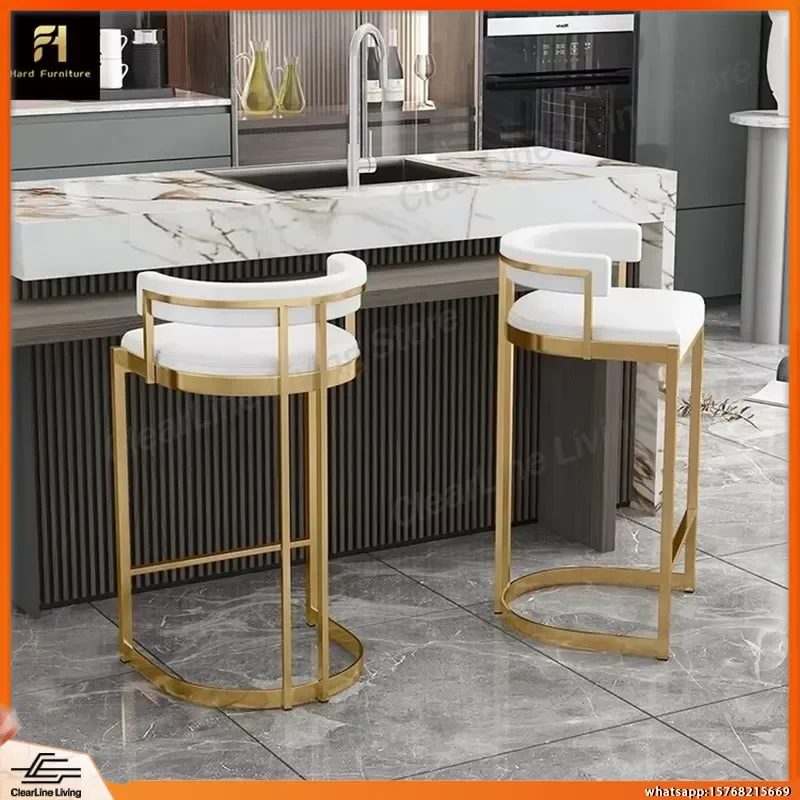

Light Luxury Bar Stools Modern Gold Stainless Steel Counter Height Chairs for Kitchen Bar Restaurant Home Office Decorative