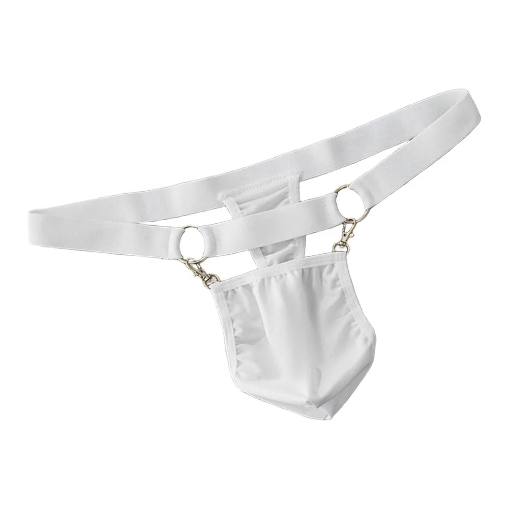 

Solid Color Elastic Waist Men's Underwear Bikini Briefs U Pouch With Detachable Buckle Fashion G-String Thongs