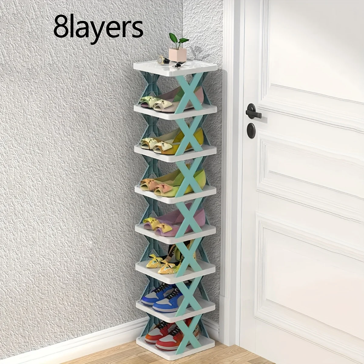 

1PC foldable shoe rack for household doorstep, indoor simple combination shoe rack, space saving, detachable, and easy to carry