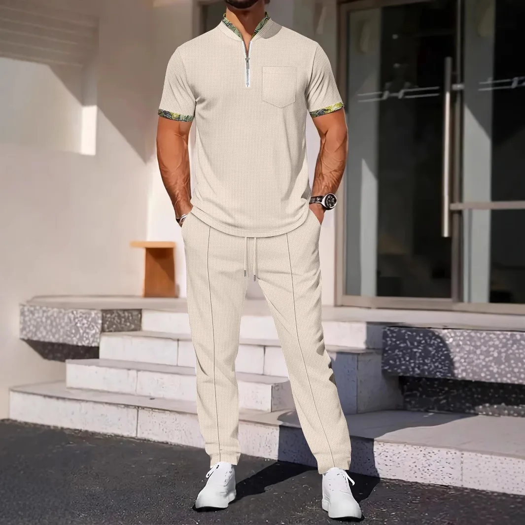 

Men's sports suit style spring and summer men's casual sportswear zipper multi-pocket work pants suit Street wear y2k clothes