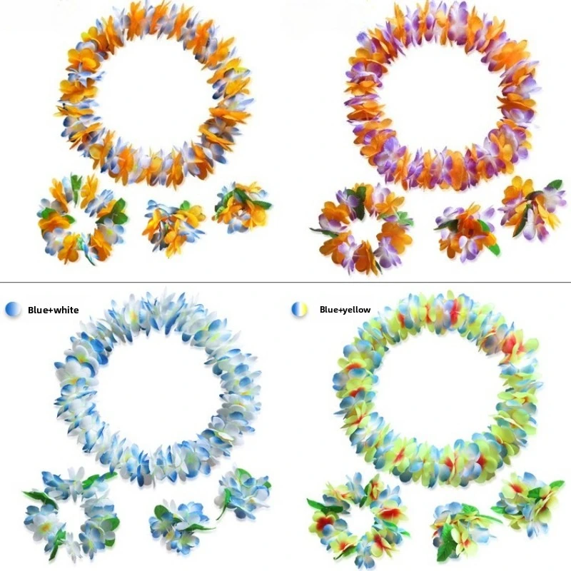 2Sets High Quality Hawaiian Wreath Decoration Beach Wedding Party Supplies Program Performance Clothing Accessories 26 Colors