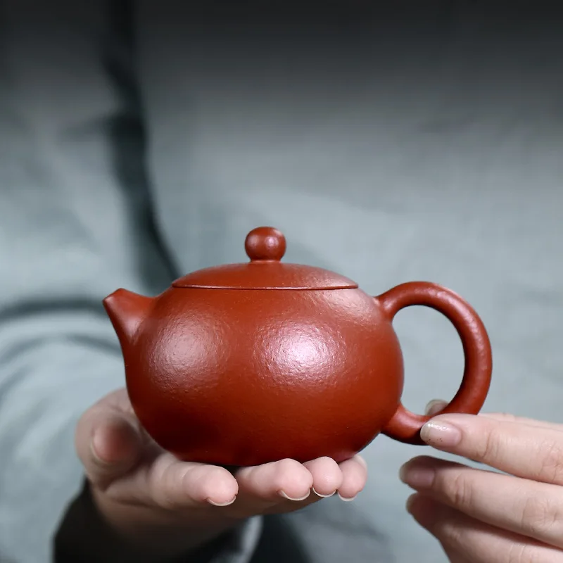 【Tao Yuan】Yixing Pure Handmade Purple Clay Teapot Li Xinsheng Pear Leather Cinnabar Sand Xi shi pot210cc