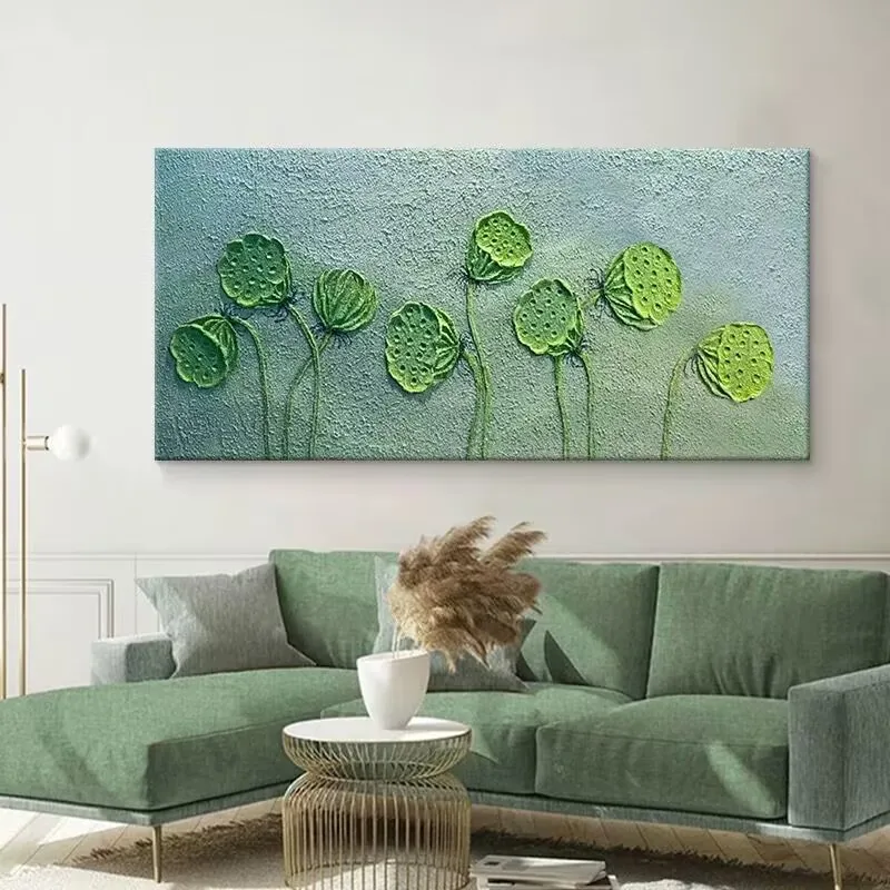 Modern Abstract Green Texture Lotus Seed Pod Art Mural, Living Room Decoration, Dining Room, Corridor, Sofa Background, High End