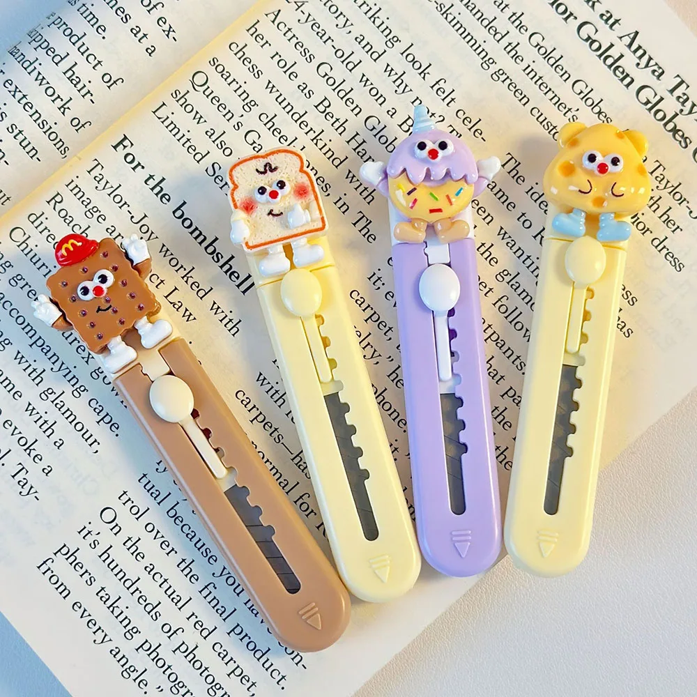 1 Pcs Cute Cartoon Alloy Mini Portalble Utility Knife Cutter Letter Envelope Opener Mail Knife School Office Supplies