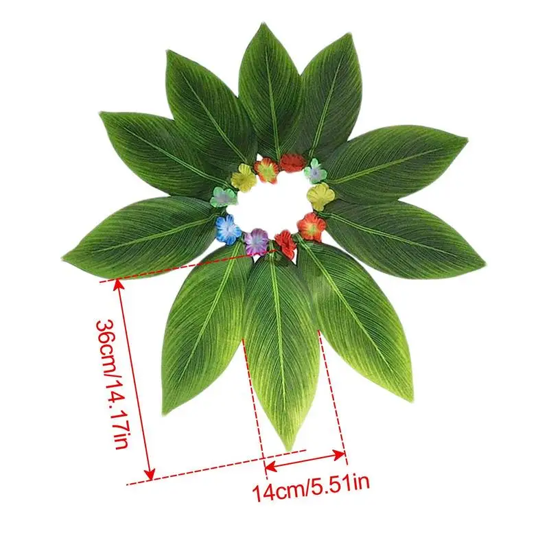 Green Leaf Skirt Soft Elastic Hawaiian Green Leaf Grass Costume Elastic Cloth Kids Skirt For Prom Beach Summer