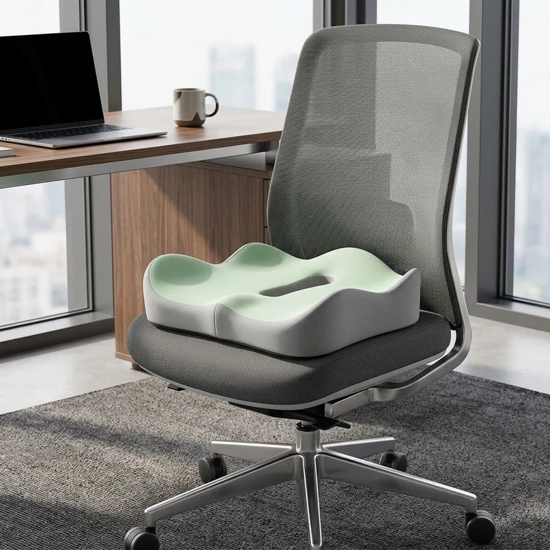 1PC 3D Memory Foam Seat Cushion, Ergonomic Pressure Relief Chair Pad, Washable Polyester Cover for Car Office Home Use