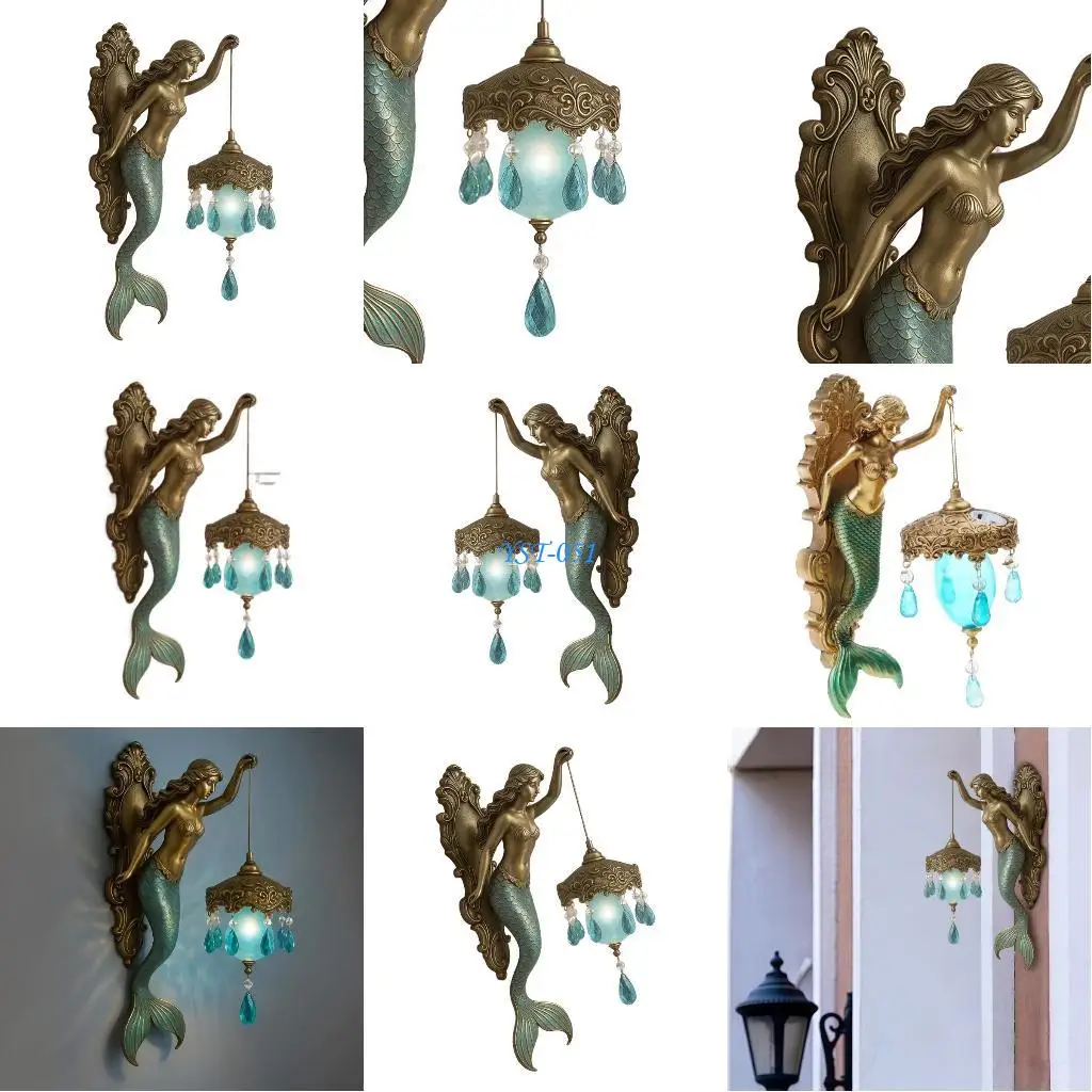 

E15A mermaids Sculpture Night Light Elegant Base Background Light Bedroom Bedside Lamp